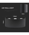 Applique murale LED 5W, IP65 - Noir, 630lm, blanc chaud, éclairage haut/bas, extérieur/intérieur