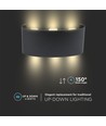 Applique murale LED 5W, IP65 - Noir, 630lm, blanc chaud, éclairage haut/bas, extérieur/intérieur