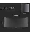 Applique murale LED 7W, noir - IP65, 3000K, double faisceau, extérieur