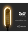 Borne solaire LED 5W avec détecteur - IP65, hauteur 70cm, piquet/pied, 4000K, noir/blanc, éclairage à 360 degrés