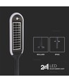 Borne solaire LED 5W avec détecteur - IP65, hauteur 70cm, piquet/pied, 4000K, noir/blanc, éclairage à 360 degrés