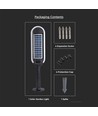 Borne solaire LED 5W avec détecteur - IP65, hauteur 70cm, piquet/pied, 4000K, noir/blanc, éclairage à 360 degrés