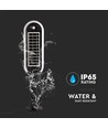 Borne solaire LED 5W avec détecteur - IP65, hauteur 70cm, piquet/pied, 4000K, noir/blanc, éclairage à 360 degrés