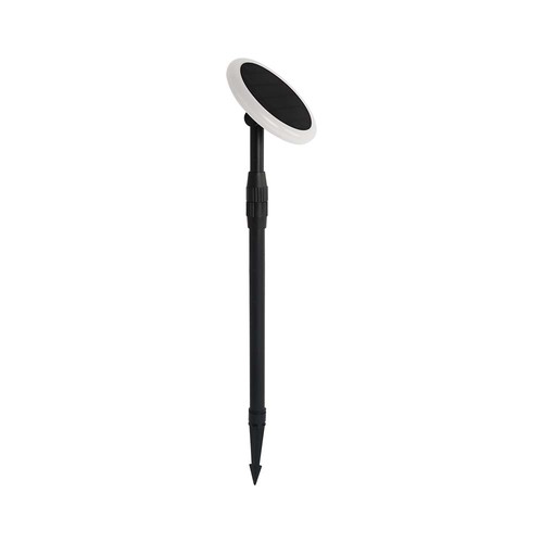 Lot de 2 bornes solaires LED 3W - IP65, 2-en-1 piquet ou pied, hauteur réglable 42-80cm, noir/blanc, avec batterie