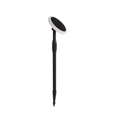 Lot de 2 bornes solaires LED 3W - IP65, 2-en-1 piquet ou pied, hauteur réglable 42-80cm, noir/blanc, avec batterie