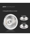 Spot LED AR111 à réflecteur remplaçable 20W - 6400K, 40°/20°, argent