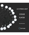 Guirlande lumineuse LED 0,5W - 10m, 20 ampoules, prise EU, 6000K, 24V