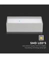 Boîtier extérieur 9W - LED, haut/bas, lumière douce, medium, 6400K, gris