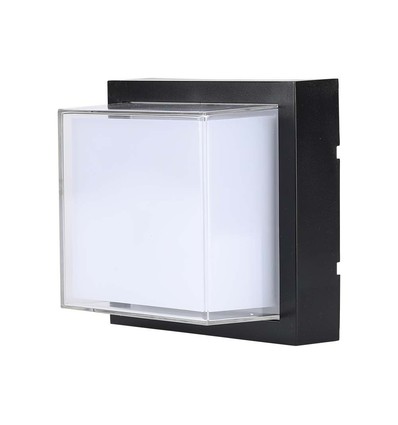 Applique murale LED carrée 12W, noir - 4000K, 1200lm, IP65, intérieur / extérieur