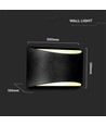 Applique murale LED 10W avec éclairage haut/bas - IP54 extérieur, noir, 4000K, puce Bridgelux, source lumineuse incl.