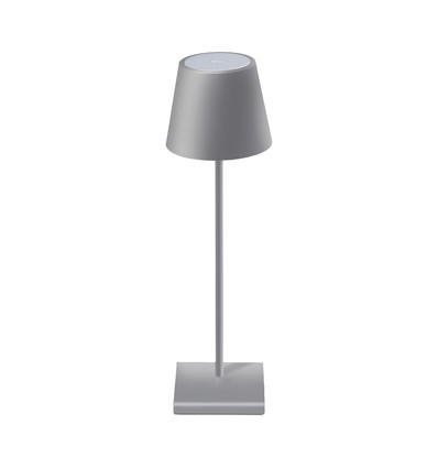 Lampe de table LED rechargeable 3W, tactile dimmable - 5V, Gris, 3000K, batterie 4000mAh, fer