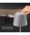 Lampe de table LED rechargeable 3W, tactile dimmable - 5V, Gris, 3000K, batterie 4000mAh, fer