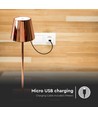 Lampe de table LED rechargeable 3W, or - Tactile dimmable, 3000K, batterie 4000mAh, 5V USB