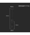 V-Tac Suspension GU10 Ø5,5x30cm - Noir, sans source lumineuse