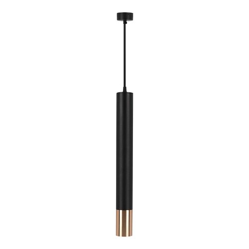 Suspension GU10, Noir/Or - Ø6x50cm, cylindrique, aluminium, sans source lumineuse