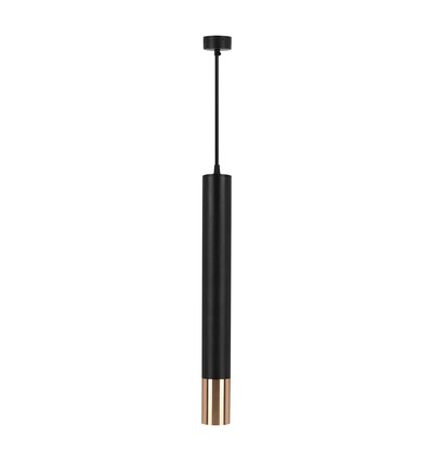 Suspension GU10, Noir/Or - Ø6x50cm, cylindrique, aluminium, sans source lumineuse