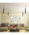 Suspension GU10, Noir/Or - Ø6x50cm, cylindrique, aluminium, sans source lumineuse