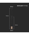 Suspension GU10, Noir/Or - Ø6x50cm, cylindrique, aluminium, sans source lumineuse