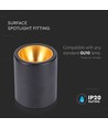 Spot en saillie GU10 - Noir, rond, IP20 intérieur, sans source lumineuse
