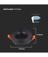 Spot encastrable GU10 - Rond, cadre noir et réflecteur noir, aluminium, trou : Ø60 mm, dim : Ø92 mm