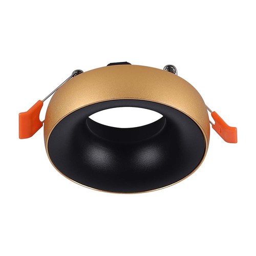 Spot encastrable GU10 - Rond, bord doré, réflecteur noir, IP20, aluminium, découpe : Ø60mm, sans source lumineuse