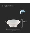 Spot encastrable GU10 - Rond, blanc, IP44, PC plastique, trou : Ø7 cm, dim : Ø9,2 cm