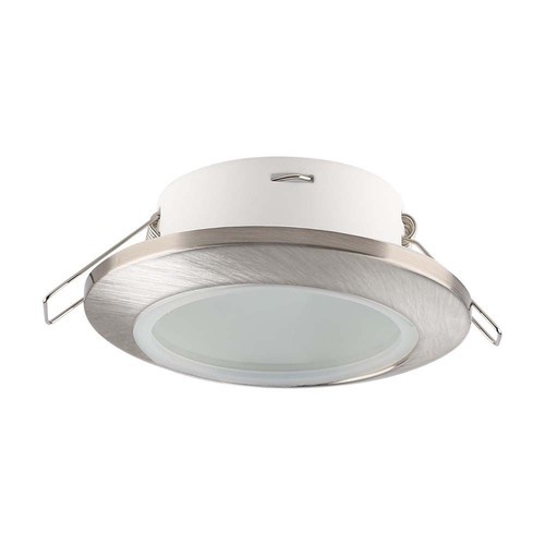Spot encastrable GU10 - Nickel satiné, rond, IP44, trou : Ø7,0 cm, dim : Ø9,2 cm