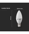 Ampoule flamme LED B15 5,5W dimmable - Samsung LED chip, 3000K, blanc chaud, remplace 40W