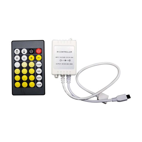 Contrôleur infrarouge avec télécommande pour CCT/RGB - 12V-24V, 6A, 24 boutons, pour rubans LED 3-en-1