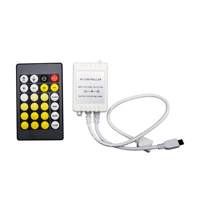 Contrôleur infrarouge avec télécommande pour CCT/RGB - 12V-24V, 6A, 24 boutons, pour rubans LED 3-en-1