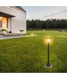 Lampe de jardin solaire LED 2W avec piquet - Noir, 3-en-1 CCT, détecteur de mouvement, IP65, hauteur 93cm, aluminium