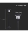Lampe de jardin solaire LED 2W avec piquet - Noir, 3-en-1 CCT, détecteur de mouvement, IP65, hauteur 93cm, aluminium