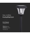 Lampe de jardin solaire LED 2W avec piquet - Noir, 3-en-1 CCT, détecteur de mouvement, IP65, hauteur 93cm, aluminium