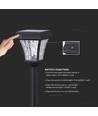 Lampe de jardin solaire LED 2W avec piquet - Noir, 3-en-1 CCT, détecteur de mouvement, IP65, hauteur 93cm, aluminium