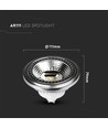 Ampoule LED GU10 12W AR111 dimmable - RA90, 6400K, 40 degrés, 1031lm