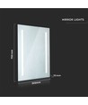 Miroir LED 35W avec éclairage, 70x50cm - Rectangulaire, finition chrome, 6400K, bord blanc