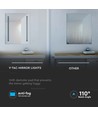 Miroir LED 35W avec éclairage, 70x50cm - Rectangulaire, finition chrome, 6400K, bord blanc
