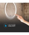 Miroir LED rond 60cm 25W avec touch - CCT, IP44, antibuée, couleur de lumière 3-en-1