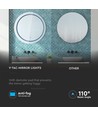 Miroir LED rond 60cm 25W avec touch - CCT, IP44, antibuée, couleur de lumière 3-en-1
