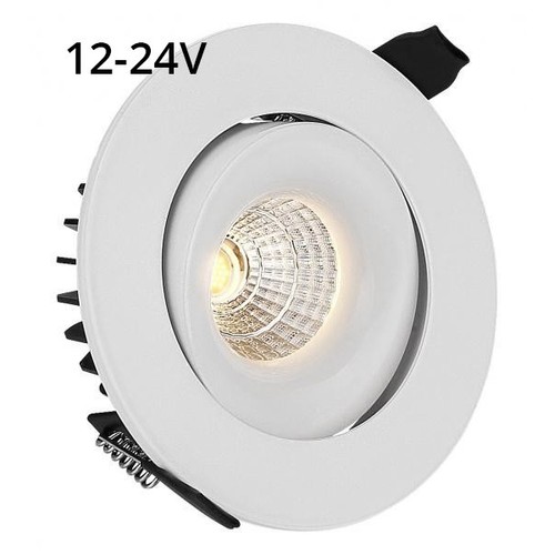 Spot encastrable 6W Ø9cm dimmable RA90 - 12-24V, perçage : Ø7,5 cm, dimensions : Ø9 cm, bord blanc