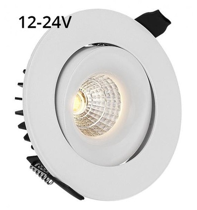 Spot encastrable 9W Ø11,5cm RA90 - 12V-24V, perçage : Ø9,5 cm, dimensions : Ø11,5 cm, bordure blanche