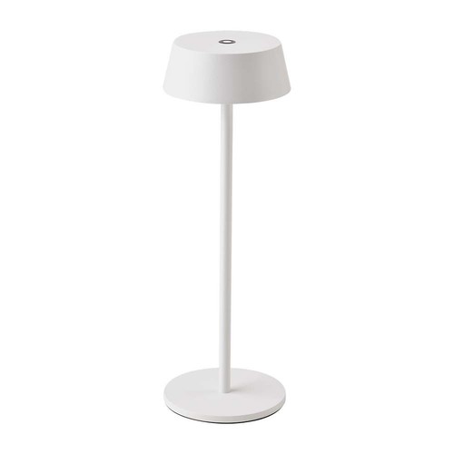 Lampe de table LED rechargeable 2W, blanche - IP54, tactile dimmable, 5V, blanc chaud, jusqu'à 10h de batterie
