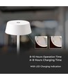 Lampe de table LED rechargeable 2W, blanche - IP54, tactile dimmable, 5V, blanc chaud, jusqu'à 10h de batterie