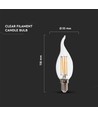 Ampoule LED E14 4W flamme coup de vent - Filament, 400lm, 6500K, Samsung LED chip