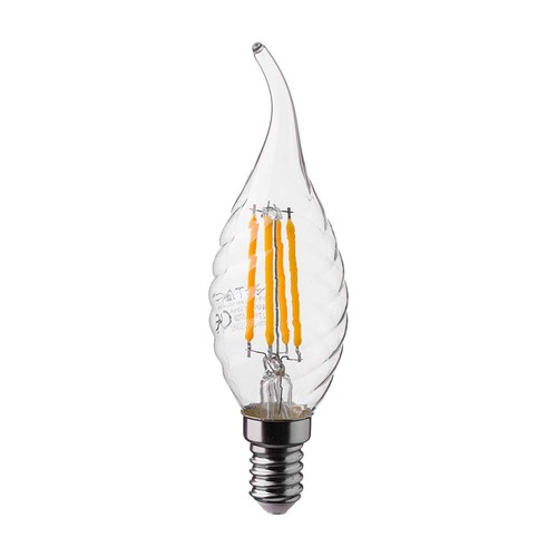 Ampoule LED E14 4W flamme - Filament, forme bougie torsadée et flamme