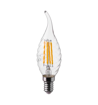 Ampoule LED E14 4W flamme - Filament, forme bougie torsadée et flamme