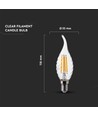 Ampoule LED E14 4W flamme - Filament, forme bougie torsadée et flamme