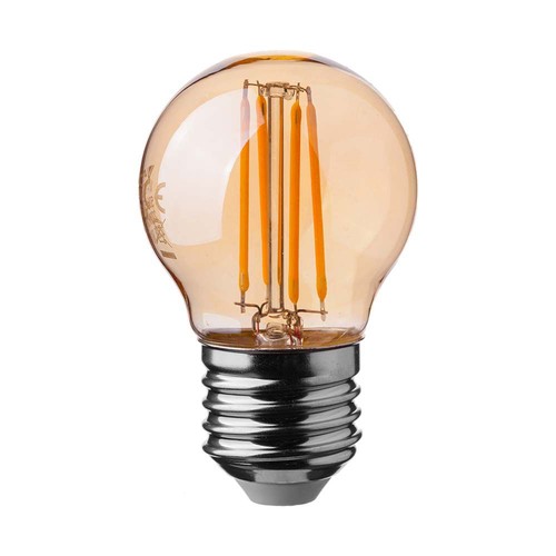 Ampoule LED E27 4W - G45, filament, 2200K, ambré