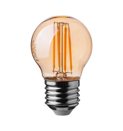 Ampoule LED E27 4W - G45, filament, 2200K, ambré