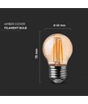 Ampoule LED E27 4W - G45, filament, 2200K, ambré